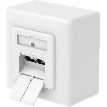Hama CAT-6a Network Outlet, 2-Port RJ45, 10 Gbit/s, Shielded, Surface/Flush Mount, White 00200774