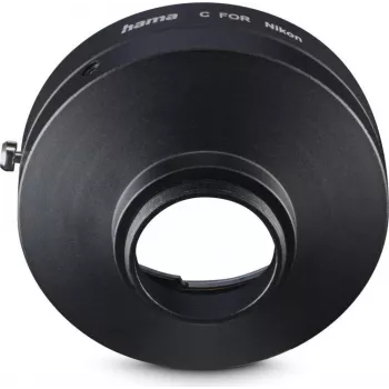 Hama Lens Adapter for Nikon F-Mount Lenses to C-Mount Cameras, Metal, Black (00030771)