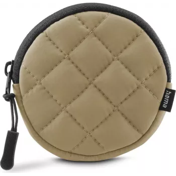 Hama Round Hard Case for In-Ear Headphones and Accessories with Carabiner, Beige 00231047