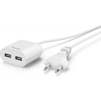 Hama USB Power Supply with 1.9 m Cable, 2.4 A, 2x USB-A, White (00223203)