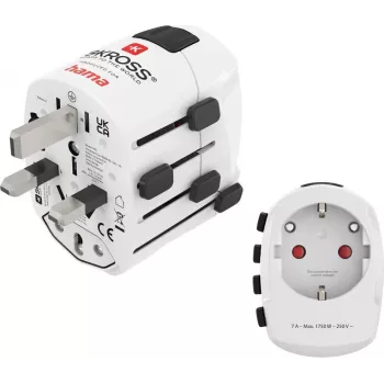 Hama World Travel Pro Universal Adapter, 3-Pole, 1500W, White 00223465