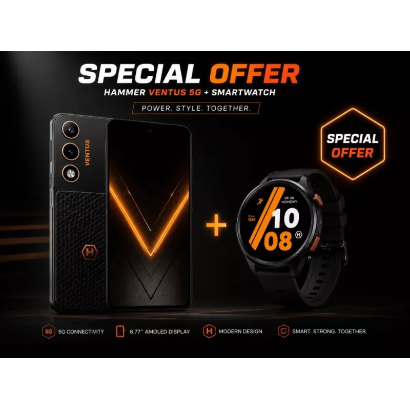 Hammer Ventus 5G 6.77 inch AMOLED 5G Smartphone 8GB RAM 256GB Black