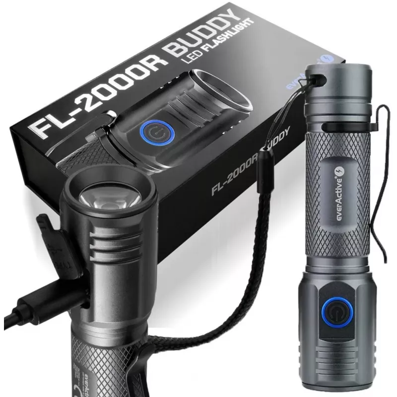 Handheld Flashlight 20W LED everActive FL-2000R Buddy 2000 Lumens IPX4