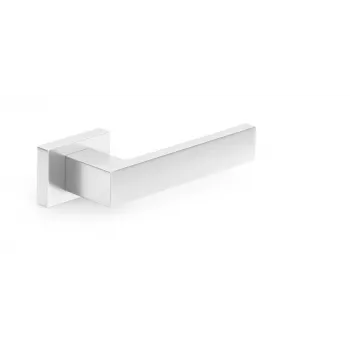 HANDLE DOOR CUBE RT CHROME - Polished Chrome Zinc Alloy Lever Door Handle Set with Square Rosette, Reversible for Interior Doors, 52x52mm Rosette, 130mm Lever