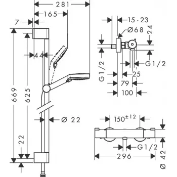 Hansgrohe Crometta Shower System with Thermostat