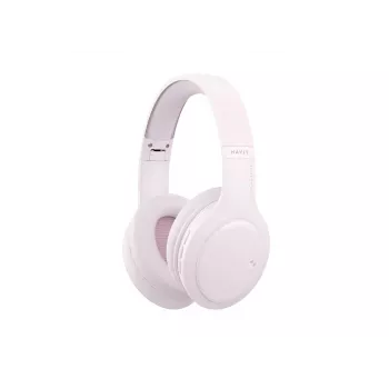 HAV H633BT Wireless Over-Ear Headphones with Bluetooth 5.3, 30-Hour Battery, Foldable Design, Built-In Mic, TF Card Support – Pink