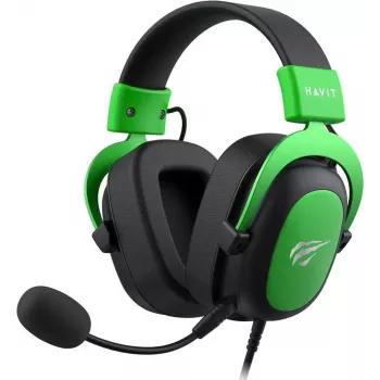 Havit H2002d Wired Gaming Headset with 50mm Drivers, RGB LED, Black/Green