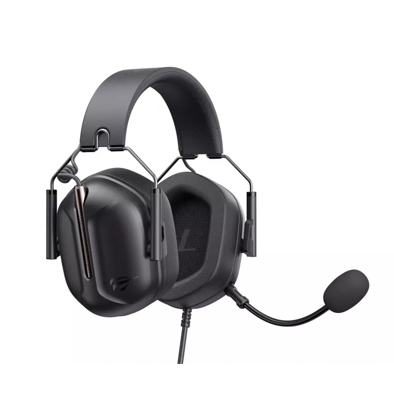 Havit H2033d Gaming Headset - Over-Ear Wired Headphones with 50mm Drivers, RGB LED, Microphone, Black