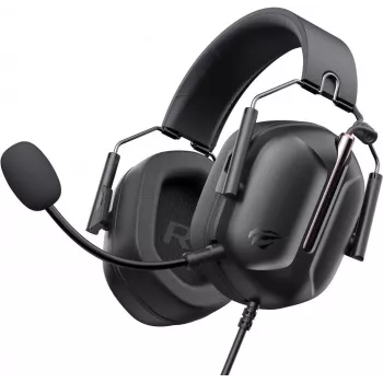 Havit H2033d Gaming Headset - Over-Ear Wired Headphones with 50mm Drivers, RGB LED, Microphone, Black