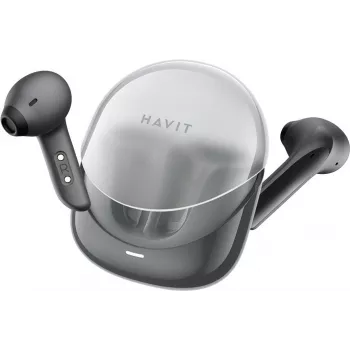 HAVIT Modern Buds True Wireless Stereo Earbuds with Bluetooth 5.3, ENC Microphone, IPX4 Water Resistance, Touch Controls, Low Latency Game Mode, USB-C Charging Case, Black