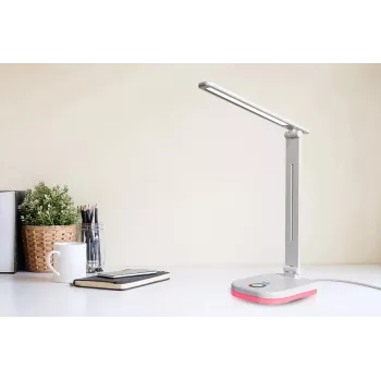Hawk HWDL001WH LED Desk Lamp White, 7W Touch Dimmer, 3 Colour Temperatures, USB Charging Port