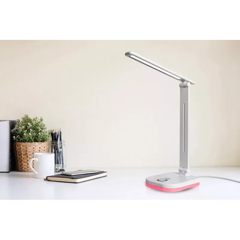 Hawk HWDL001WH LED Desk Lamp White, 7W Touch Dimmer, 3 Colour Temperatures, USB Charging Port