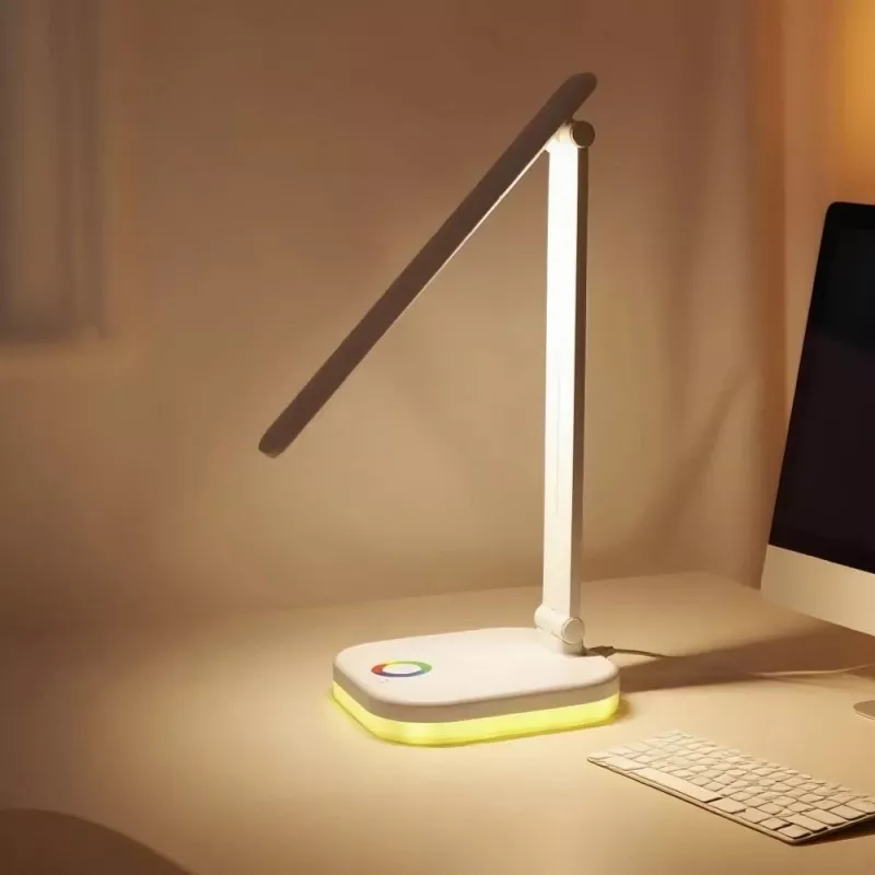 Hawk HWDL001WH LED Desk Lamp White, 7W Touch Dimmer, 3 Colour Temperatures, USB Charging Port