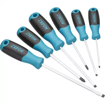 HAZET Screwdriver Set 811/6, 6-Piece, Blue/Black, Non-Slip