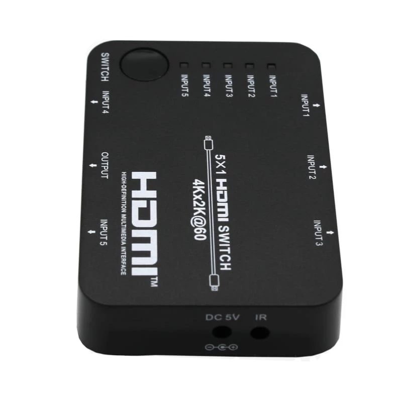 HDCVT HDS-B51 5x1 HDMI 2.0 Switch 4K@60Hz HDR10 Dolby Vision HDCP 2.2 18Gbps with IR Remote
