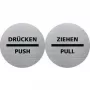 HELIT H6271800 Stainless Steel Pull Sign, Self-Adhesive, Silver with Black Print, 115 mm Diameter