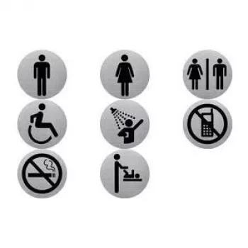 helit Pictogram Sign “Mobile Phone Forbidden” — Silver Stainless Steel, Self-Adhesive, Ø 115 mm, 1 pc (H6271400)