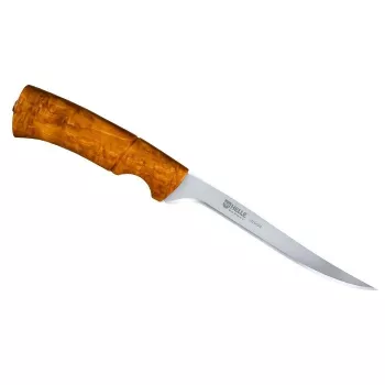 Helle Steinbit Fillet Knife 135mm Sandvik 12C27 Stainless Steel Birch Wood Leather Sheath
