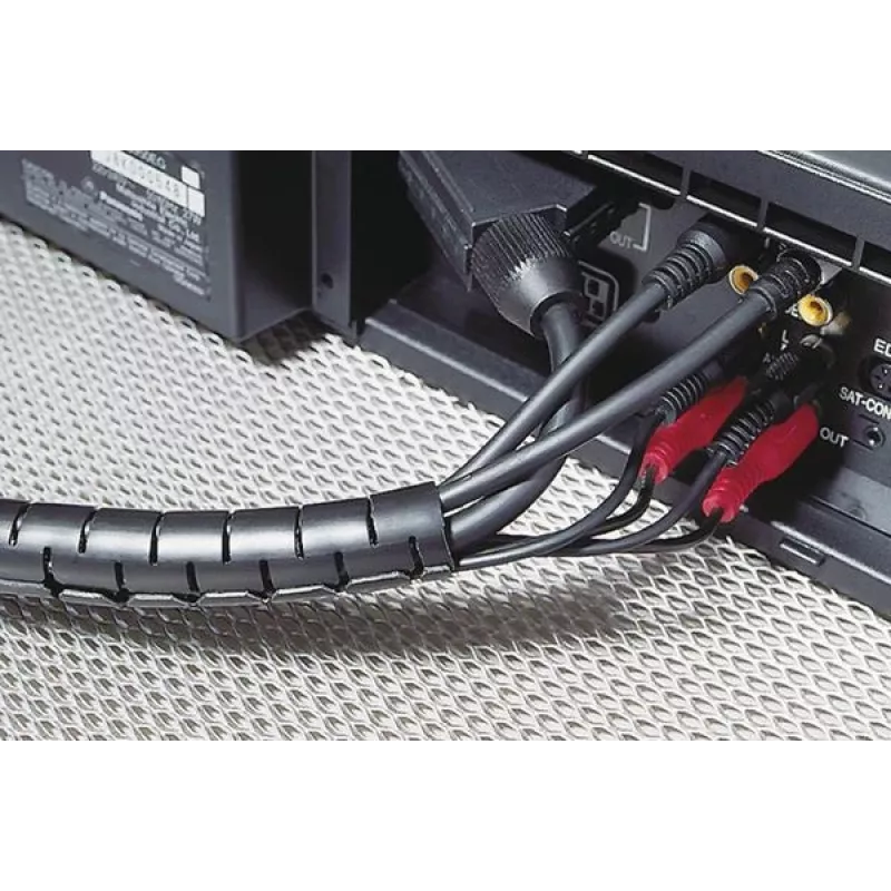 HellermannTyton HWPP30 Spiral Wrap Cable Management, Black Polypropylene, 30 mm Max Bundle, Halogen-Free, UL94 HB, -60 to 110 °C 161-64501