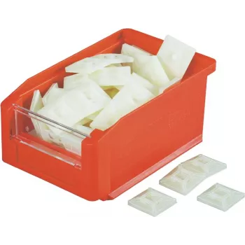HellermannTyton MB4CA/S/-N66-NA-C1 Transparent Screwable/Self-Adhesive Cable Tie Mounting Base, PA66, 28x28mm, 100 pcs 151-28449