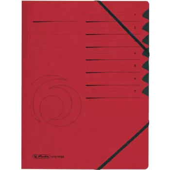 HERLITZ easyorga A4 7-Compartment Organizer Folder, Red Colorspan Cardboard, Black Manila Interior 10843068