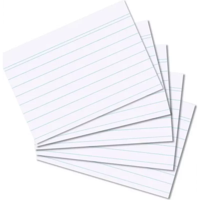 HERLITZ Index Cards DIN A8 Lined White 170g Wood-Free Blue Line 100 Pack