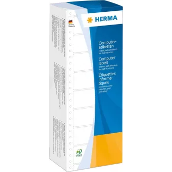 HERMA 8210 Computer Labels - Fan-Folded, Perforated, Permanent Adhesive, Matte White Paper, 88.9 x 23 mm, 6000 Labels