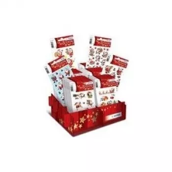 HERMA Christmas Stickers DECOR Santa Claus & Co., Cardboard Display with Festive Print, 6 Motifs - 1 Piece (15236)