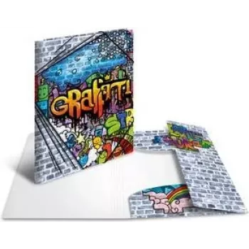 HERMA Graffiti Elastic Corner Folder A4 Polypropylene with 3 Inner Flaps, Multicolour, 1 Piece (19237)