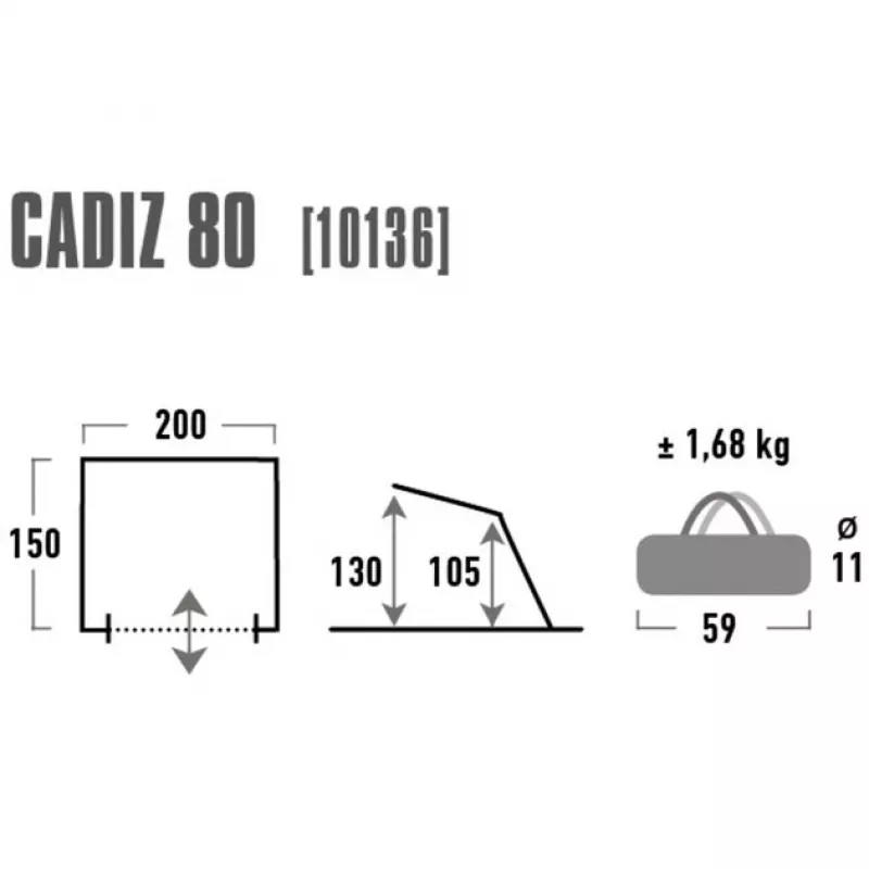 High Peak Strandmuschel Cadiz 80 Beach Shelter (Grey)