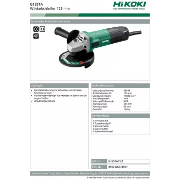 Hikoki G13STA Angle Grinder 1.8 kg