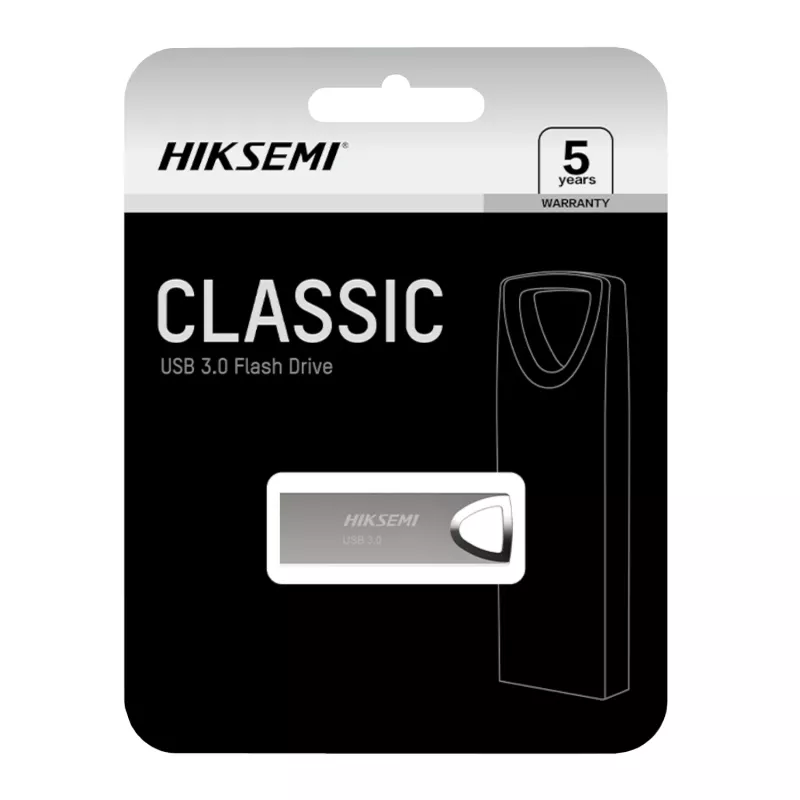 HIKSEMI Classic 64GB USB 3.0 Flash Drive, Zinc Alloy, Capless Sliding, Silver