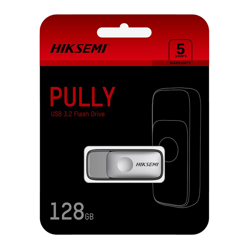 HIKSEMI Pully 128GB USB 3.2 Gen 1 Flash Drive, Retractable Capless, Black