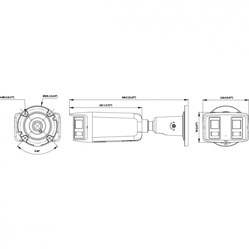 Hikvision DS-2CD2T167G3P-LIS2UY/SL(180°) 16MP Panoramic IP Camera - ColorVu AcuSense