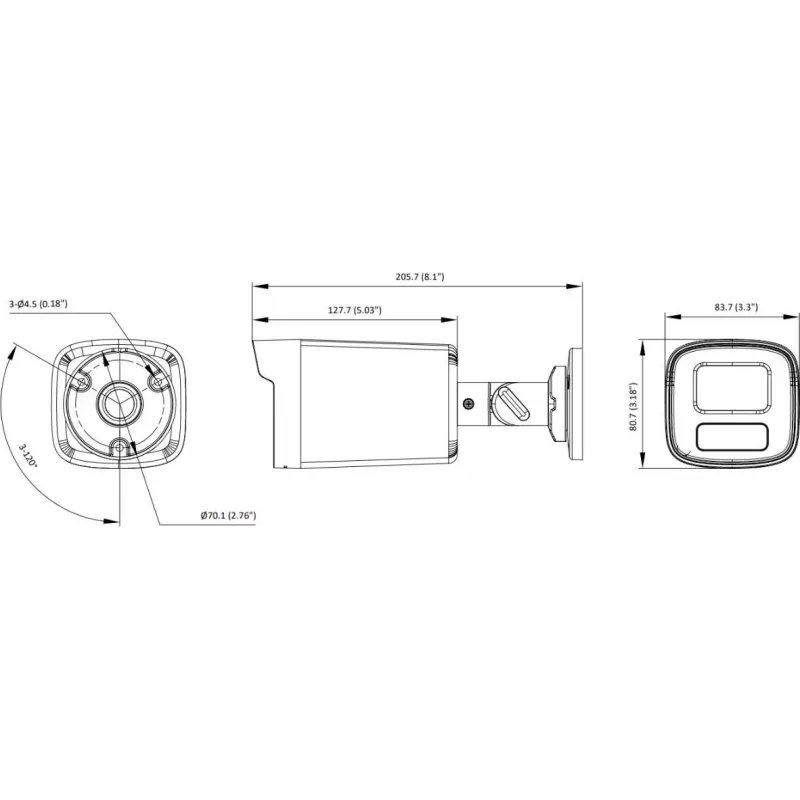 Hikvision DS-2CE12UF3T-LS 3K ColorVu 4-in-1 Mini Bullet Camera with 2.8mm Lens, 40m Warm Light, IP67