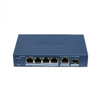 Hikvision DS-3E1506P-EI/M-4P1T1F(O-STD) 6-Port Unmanaged PoE+ Switch with 4 PoE+ Ports, 1 Gigabit RJ45 and 1 SFP Uplink