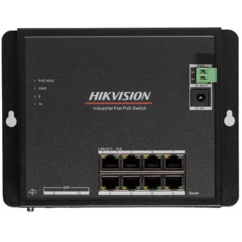 Hikvision DS-3T1510P-SI-FLT(O-STD) 10-Port Industrial Smart Managed PoE+ Switch with 8 Gigabit PoE+ Ports and 2 SFP, 120W Budget, DIN Rail, No Power Supply