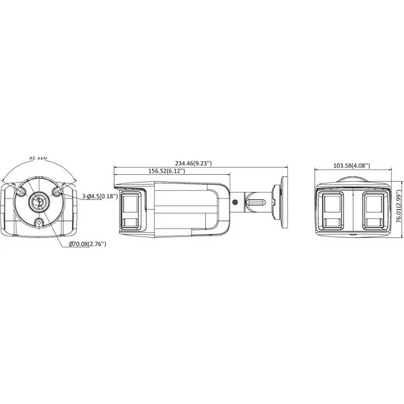 Hikvision Turbo HD with ColorVu DS-2CE12KF3TP-DLS(180°) 3K Bullet Security Camera