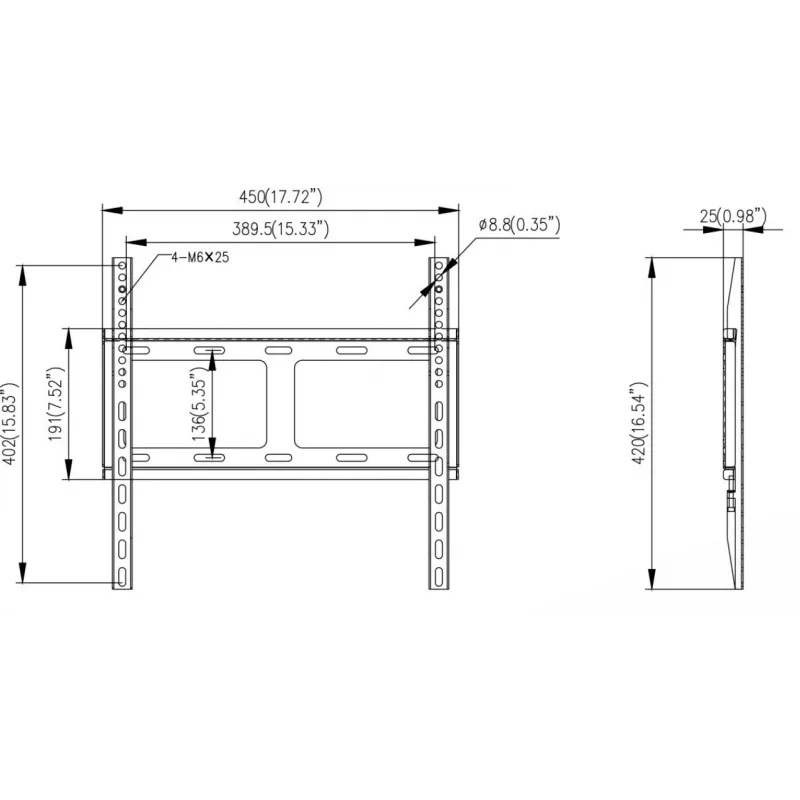 Hikvision Wall Mount Kit for Monitor - SPCC Cold Rolled Steel - Black - Screen Size: 42 inch-55 inch (106.7-139.7 cm)