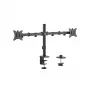 HISMART HS082406 Dual Monitor Mount for 17-32 inch Screens, Gas Spring Arm, Desk Clamp/Grommet, VESA 75x100, 8kg, Matte Black