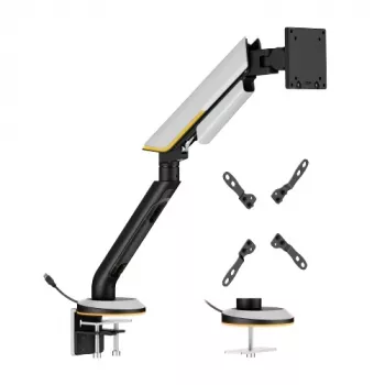 HISMART Sturdy 24-57 Inch Monitor Gas Spring Arm Mount with RGB Lighting, Grey