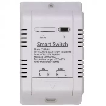 HISMART TUYA Smart 1-Channel Switch with External Temperature Sensor, Wi-Fi & RF, 16A, AC 85-250V