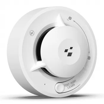 HISMART TV993451 Smart Wi-Fi Photoelectric Smoke Detector with Tuya App Control, White