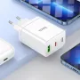 HOCO 35W Dual USB-C + USB-A PD & QC3.0 Wall Charger with USB-C to Lightning Cable, White