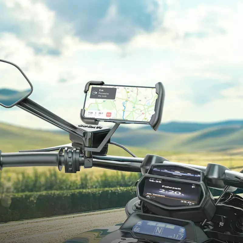 HOCO CA119 Motorcycle Rearview Mirror Phone Holder Black