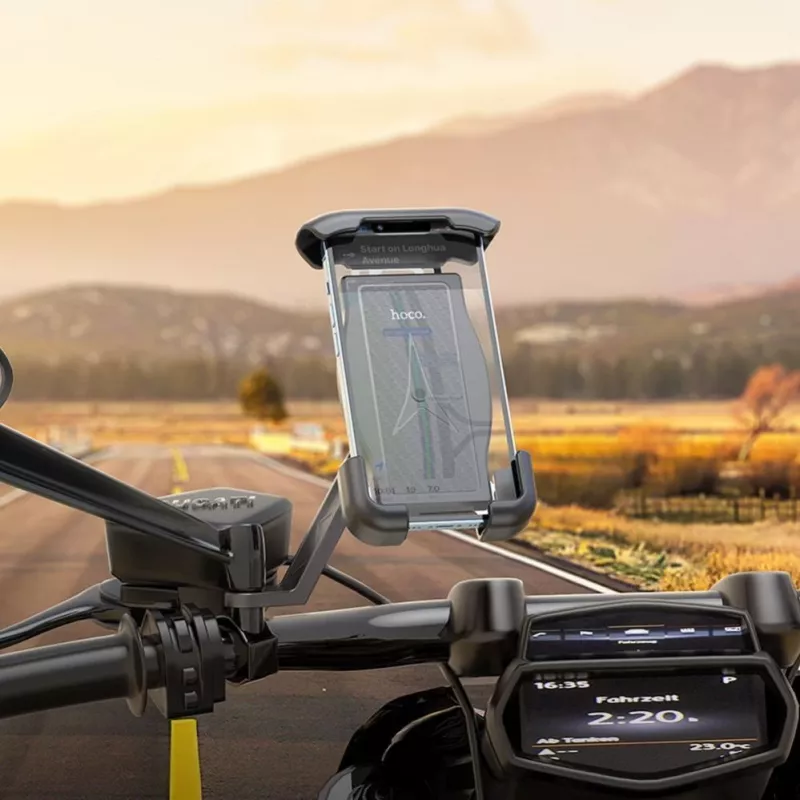 HOCO CA119 Motorcycle Rearview Mirror Phone Holder Black
