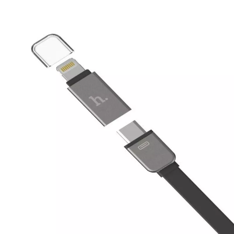 Hoco Universal UCL01 Multifunction Apple + Micro USB Cable, Gray, 1.2m