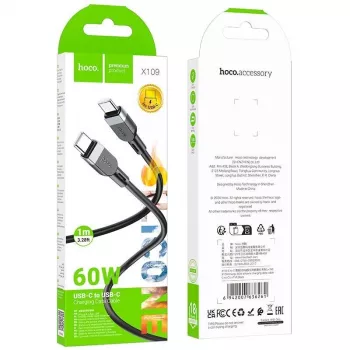 Hoco X109 Energy 60W Silicone Charging Data Cable USB-C to USB-C 1m Black