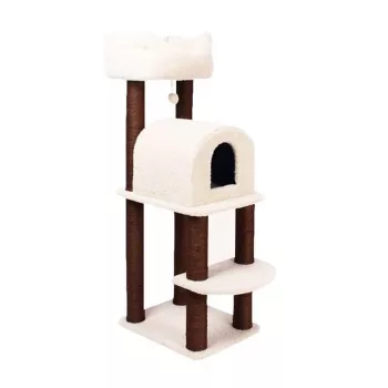 Höppy Cat Scratcher Tower 55x45x103 cm Grey with Sisal Posts, Plush Perches and Condo