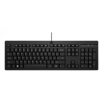 HP 125 G2 USB Wired Keyboard - Full-Size QWERTY, Membrane, Numeric Keypad, Black